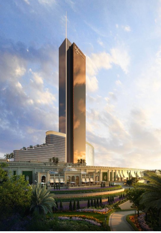 Wynn Al Marjan Island tower render — the 299-metre landmark, tallest structure in the Northern Emirates